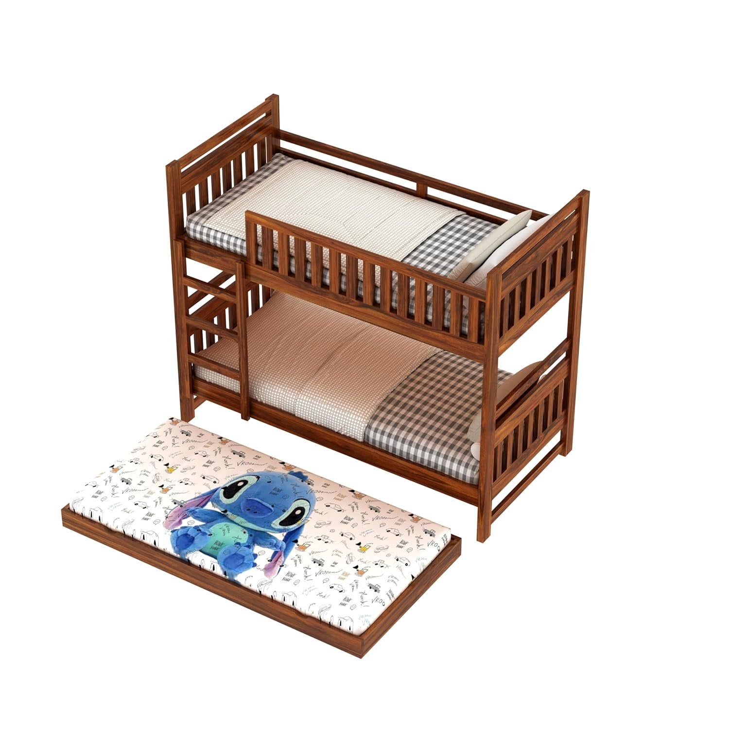 Naptura Solid Sheesham Wood Bunkbed Netrual Finsh With Trundle
