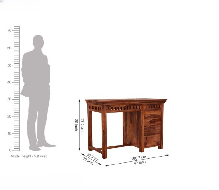 Glosswood Study Table with Two Drawers and Cabinet