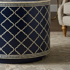 Aromex Round Navy Blue Patterned Accent Table