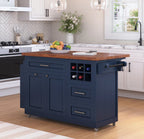 CookCrest Butcher Block Drop Leaf Kitchen Island Carts with Trash bin