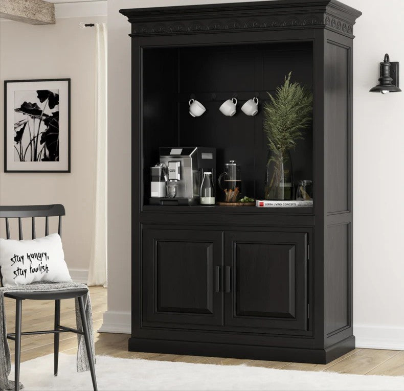 GlideVista Solid Wood Traditional Kitchen Coffee Bar Hutch