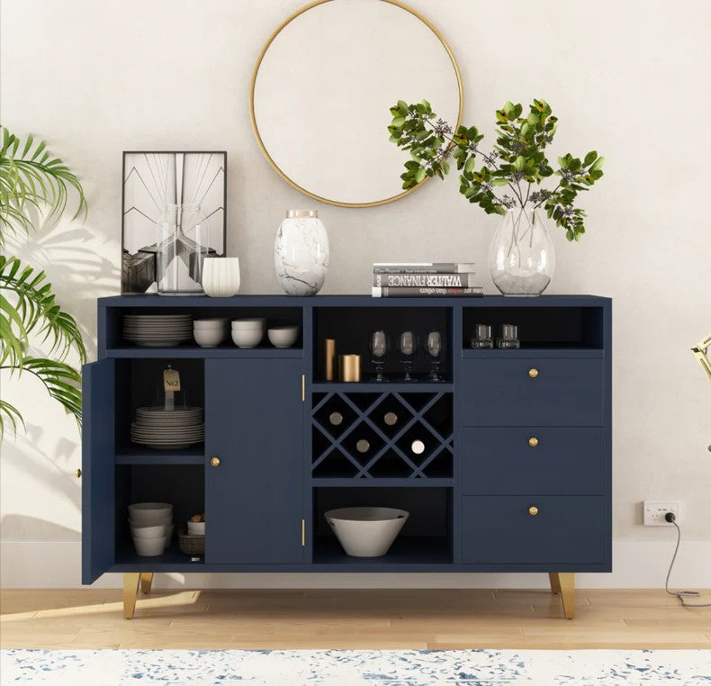 UrbanShell Solid Wood 3 Drawer Long Bar Buffet Cabinet