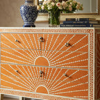 Woodoryn Sunburst Pattern Wooden Chest of Drawers