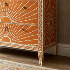 Woodoryn Sunburst Pattern Wooden Chest of Drawers