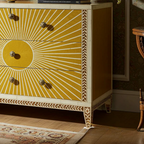 Woodoryn Sunburst Patterned Wooden Chest of Drawers