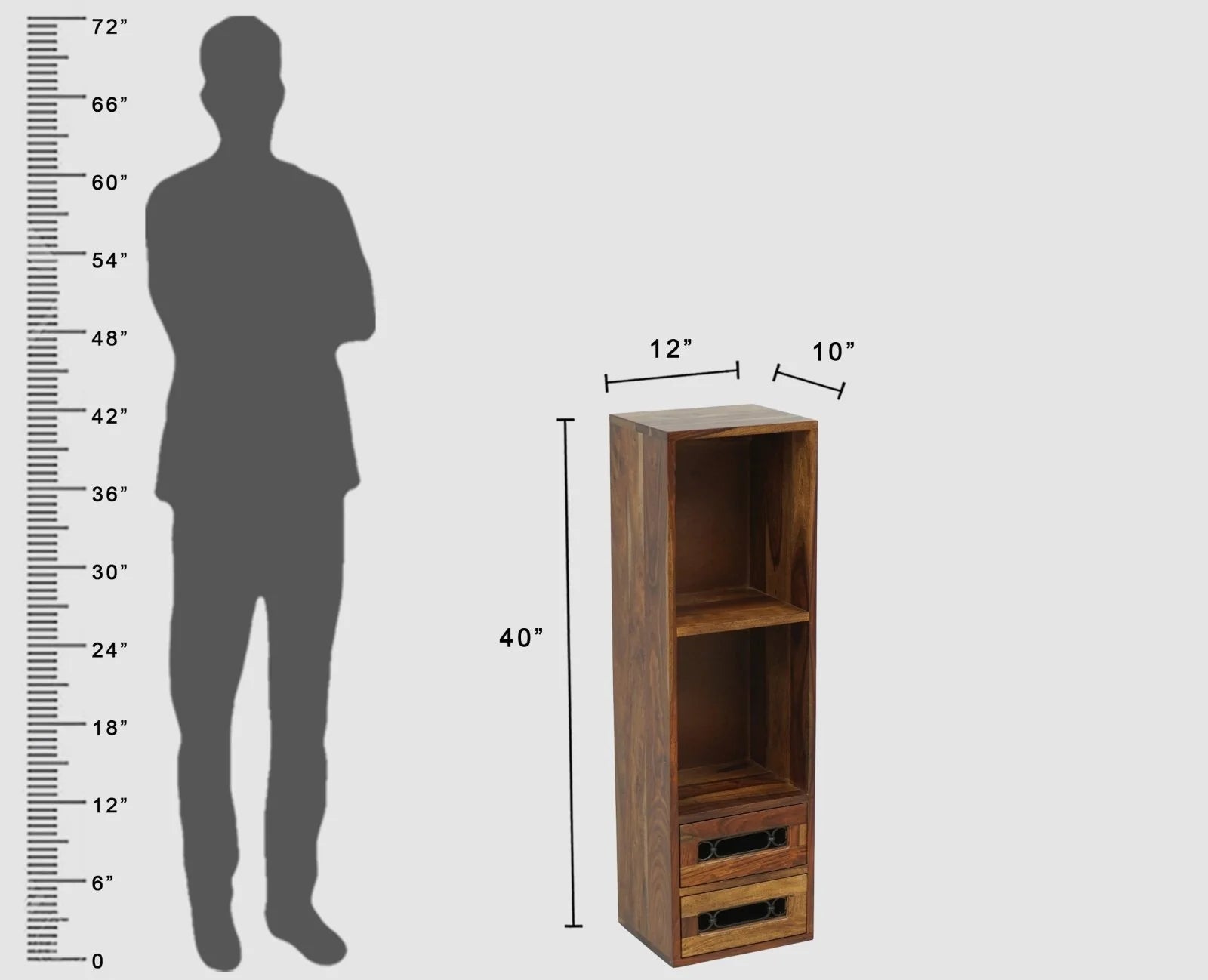 Pinewish Wooden Decor Wall Shelf with Two Drawers