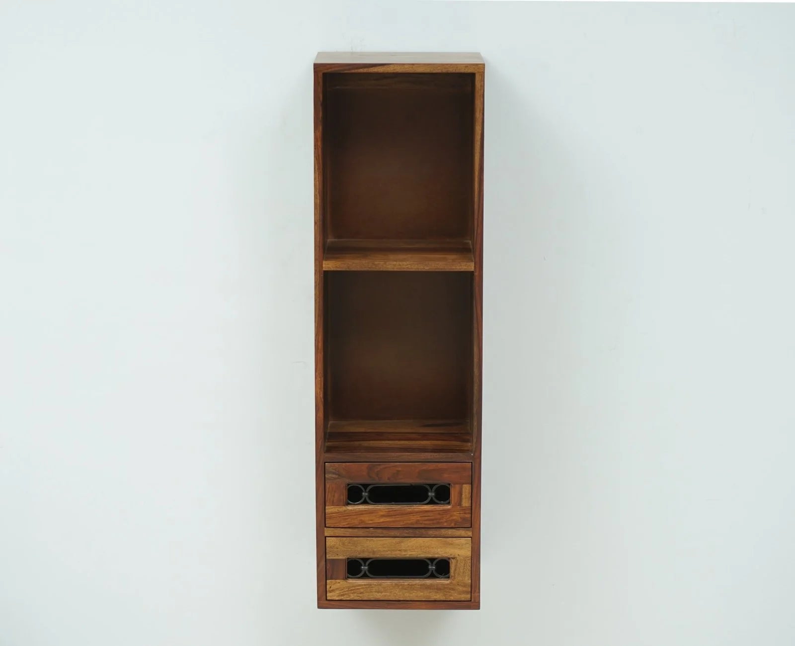 Pinewish Wooden Decor Wall Shelf with Two Drawers