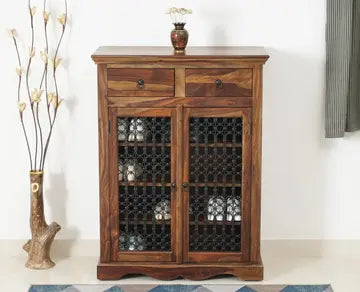 Zyngloss Wooden Two Door Shoe Rack