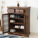 Zyngloss Wooden Two Door Shoe Rack