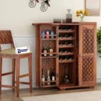 Cambrey Bar Cabinet Solid Wood Modern Style