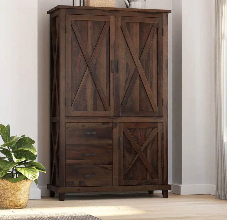 EchoLine Solid Wood Large Clothing Armoire Wardrobe