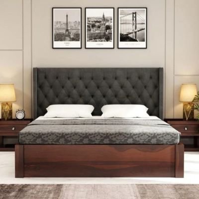 Bed Solid Wood Upholstered Bed With Hydraulic Storage
