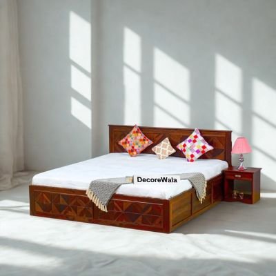 Singapore Solid Wood King Size Bed with Box Storage
