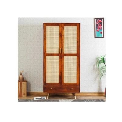 Solid Wood Rattan Cane Wardrobe