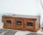 Solid Wood Three Doors Bench Shoe Rack