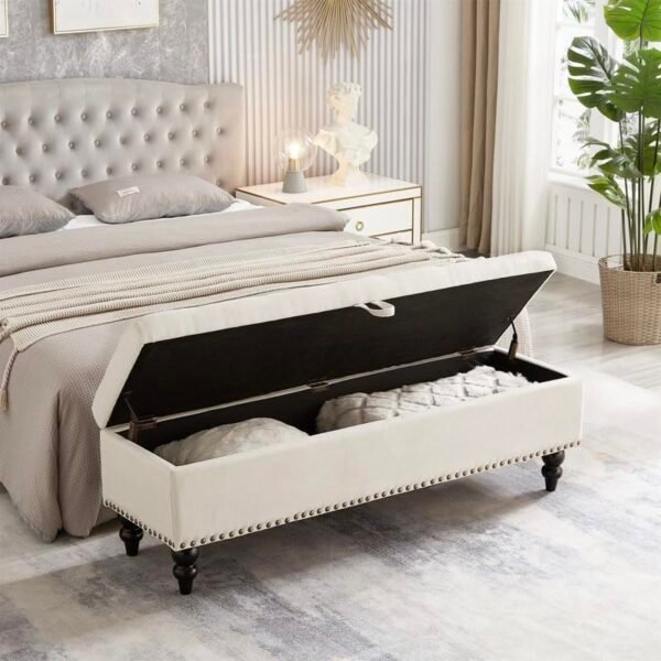 Decorewala Upholstered Sofa Bench with Storage | Pouffe-Style Ottoman