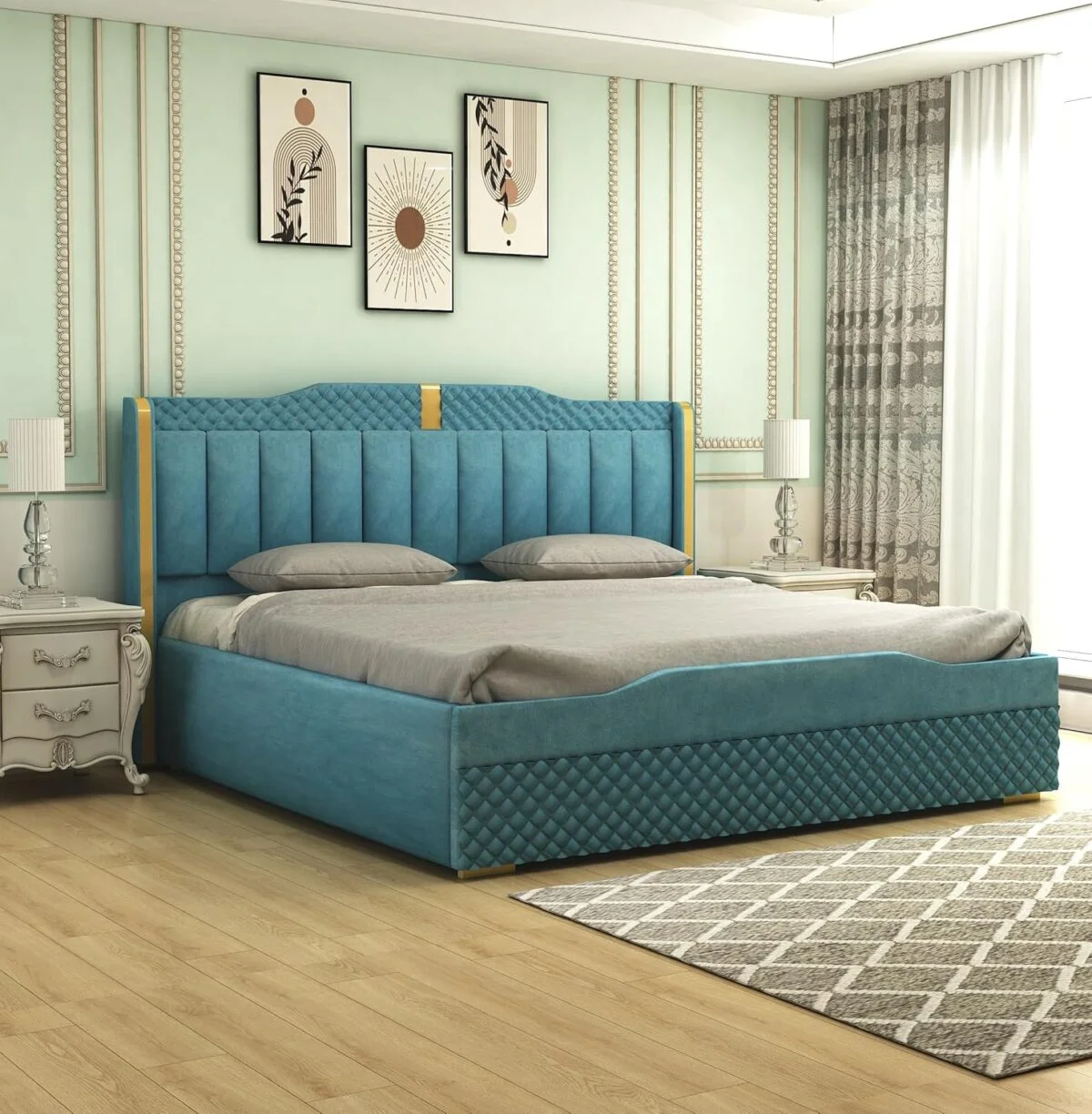 Upholstered Bed with Box Storage